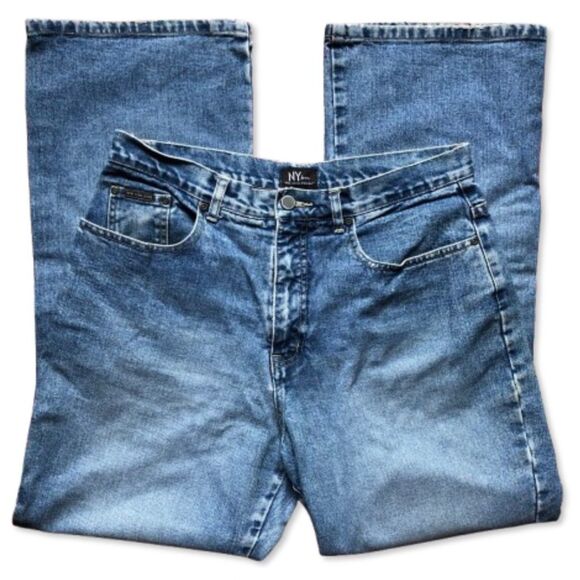 90s Vintage NY and Company Bootleg Flare 100% Cotton Jeans size 14 - Picture 1 of 8